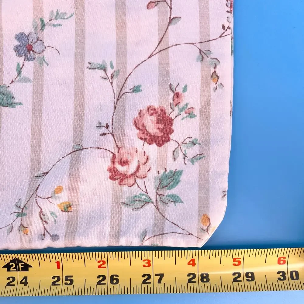 Vintage Cottagecore Floral Stripe Pillowcase 1980s 80s Shabby Chic Farmhouse